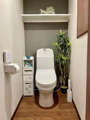 a bathroom with a white toilet in a room at \u90fd\u5185\u685c\u540d\u6240\u5bdd\u5ba4\u304b\u3089\u685c\u89b3\u8cde\u30ea\u30ce\u30d9\u30fc\u30ea\u30e7\u30f3\u4e00\u8ed2\u5bb6\u6c60\u888b\u30a8\u30ea\u30a2\u4e2d\u677f\u6a4b\u99c5 in Tokyo