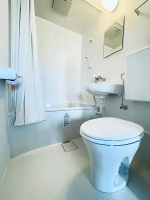 a bathroom with a white toilet and a sink at \u95e8\u524d\u4ef2\u753a2\u5206\u949f 2\u6761\u5730\u94c1\u4ea4\u6c47 \u76f4\u901a\u4e1c\u4eac\u4e1c\u897f\u5357\u5317 \u623f\u95f4\u5bbd\u655e401 in Tokyo