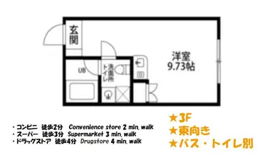 a floor plan of a small apartment with a bathroom at SLEEPLAB THE STAY Nishi-Shinjuku - Vacation STAY 89579v in Tokyo