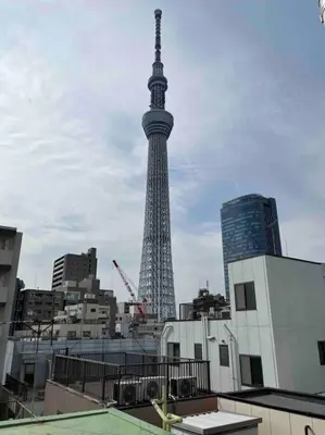 a view of the eiffel tower in a city at 403 Oshiage sta 3mins walk! Wi-Fi & Elevator 4pax in Tokyo