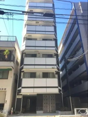 a tall apartment building with a lot of windows at 403 Oshiage sta 3mins walk! Wi-Fi & Elevator 4pax in Tokyo