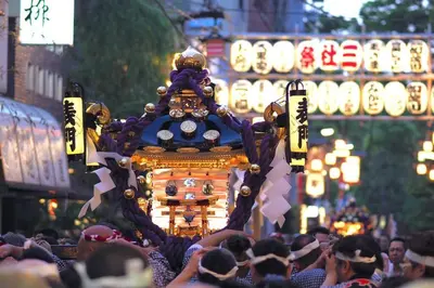 a crowd of people standing on a street with a float at *201 Oshiage sta 3mins! Wi-Fi & Elevator 4pax in Tokyo