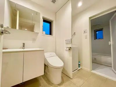 a bathroom with a toilet and a sink and a shower at SALON\u6e0b\u8c374B in Tokyo