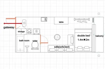 a floor plan of a small room with at New Design Apartment in Shinjuku Kabukicho! 3 mins station in Tokyo