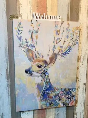 a painting of a deer with antlers at Ueno\u4e0a\u91ce!Akihabara\u79cb\u8449\u539f!Asakusa \u6d45\u8349!3min walk to station!\u4ea4\u901a\u4fbf\u5229\u5730\u70b9\u7e41\u534e!\u9644\u8fd1\u7f8e\u98df!\u5546\u573a\u767e\u8d27\u904d\u5730! \u5e72\u6e7f\u5206\u79bb! \u667a\u80fd\u9a6c\u6876! \u9ad8\u901f\u65e0\u9650\u5236\u7f51\u8def! \u9ad8\u7ea7\u516c\u5bd3403 in Tokyo