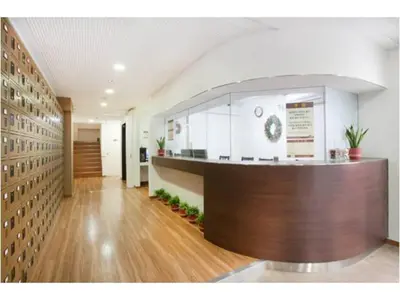 a lobby with a bar in a building at Hotel Hanabi - Vacation STAY 62608v in Tokyo