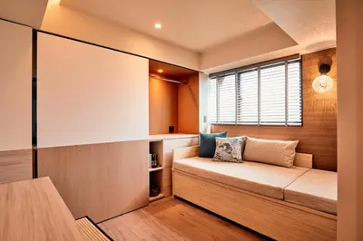 a small bedroom with a bed and a window at LiveGRACE Mabuji Park Hotel - Vacation STAY 51965v in Tokyo