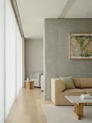 a living room with a couch and a table at TRUNK(HOTEL) YOYOGI PARK in Tokyo