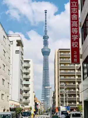 a view of the tokyo tower in a city at 1F Facing Skdytree 6min stn Direct NRT&HND&Disney in Tokyo