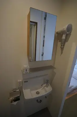 a bathroom with a sink and a mirror at da Haus Ikebukuro in Tokyo
