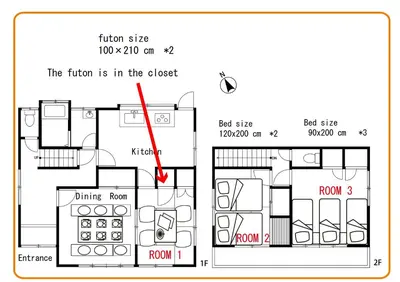 a diagram of a floor plan of a house at HIDAKA STAY VILLA \u67f4\u53c8 in Tokyo