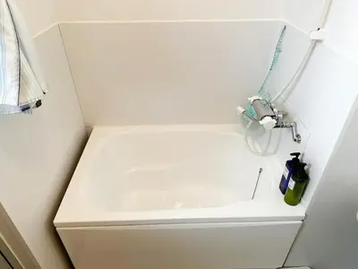 a small white bath tub in a bathroom at Ryogoku 601 Private Cozy Stay 4min Walk Station Asakusa Nearby in Tokyo