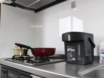 a pot on a stove in a kitchen at \u7834\u68c4\u30ea\u30b9\u30c6\u30a3\u30f3\u30b0 in Tokyo