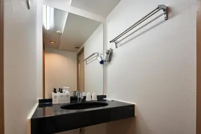 a bathroom with a sink and a mirror at TOKIO's HOTEL in Tokyo