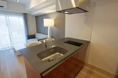 a kitchen with a stainless steel sink in a room at \u30af\u30ec\u30a2\u30c4\u30a3\u30aa\u30fc\u30cd\u8d64\u5742 in Tokyo