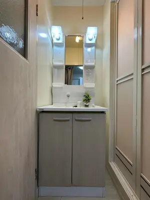 a bathroom with a sink and a mirror at nestay apartment tokyo otsuka in Tokyo