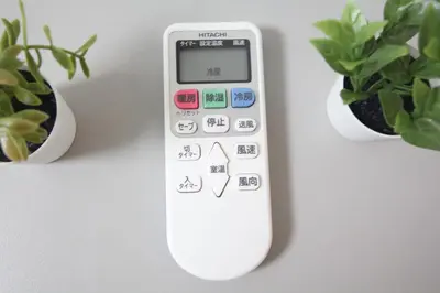 a remote control sitting next to two potted plants at LUANA NOGATA in Tokyo