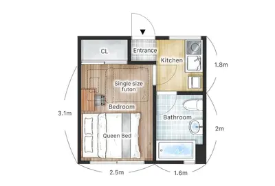 a drawing of a floor plan of a house at \u6e0b\u8c37\u99c5\u5f92\u6b696\u5206!\u9ad8\u901f\u30a4\u30f3\u30bf\u30fc\u30cd\u30c3\u30c8\u5149\u56de\u7dda in Tokyo