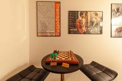 a room with a chess board on a table at \u30e1\u30c7\u30a3\u30a2\u30b3\u30f3\u30d7\u30ec\u30c3\u30af\u30b9\u30d3\u30eb in Tokyo