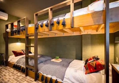 two bunk beds in a room with a bed at IKIDANE Residentila Hotel Komagome - Vacation STAY 17962v in Tokyo