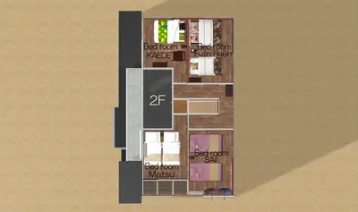 a floor plan of aominium building with pink at 6BR 10Beds Direct to Shinjuku, Shibuya ,Tokyo Dome, Central ,Budget Friendly in Tokyo