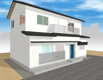 a rendering of a white house with a balcony at 6BR 10Beds Direct to Shinjuku, Shibuya ,Tokyo Dome, Central ,Budget Friendly in Tokyo