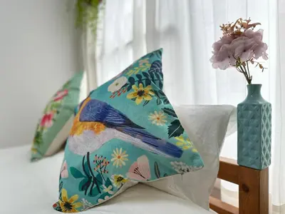 a blue vase with a vase with flowers in it at nestay apartment tokyo itabashi in Tokyo