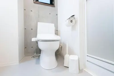 a white bathroom with a toilet and a shower at Ferio\u84b2\u7530II in Tokyo