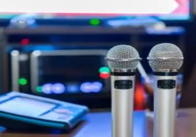 two microphones sitting on top of a table at Hotel Opera in Tokyo