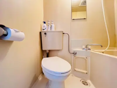 a small bathroom with a toilet and a shower at Okubo abia house-SJ0155 in Tokyo