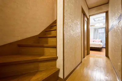 a hallway with stairs leading to a bedroom at 9min to kitasenju sation 6min to shopping street quiet area in Tokyo