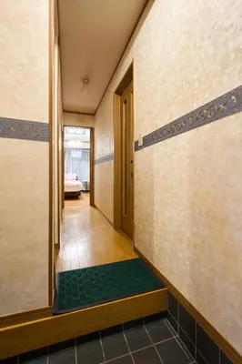 a hallway with a green mat on a wall at 9min to kitasenju sation 6min to shopping street quiet area in Tokyo