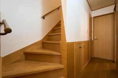 a staircase in a house with wooden flooring at Total 107square meter 4min to nearest staion Max16pp in Tokyo