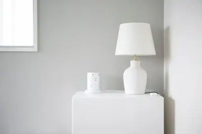 a white lamp on top of a white refrigerator at Pufuka Kanegafuchi \u3077\u3075\u304b\u9418\u30f6\u6df5 in Tokyo