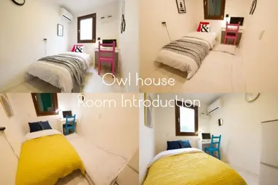 a room with four beds and a room introduction at \u30aa\u30a6\u30eb\u30cf\u30a6\u30b9 in Tokyo