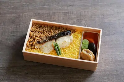 a box of food with rice and meat and vegetables at Four Points Flex by Sheraton Tokyo Ueno in Tokyo