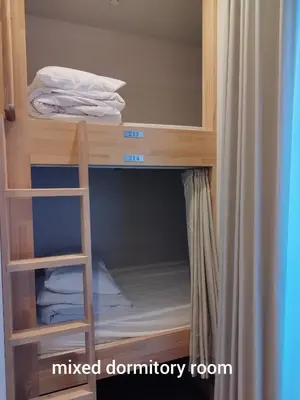 a bunk bed with a ladder in a room at Hotel PRELE in Tokyo