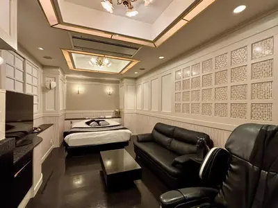 a salon room with a couch and a chair at Hotel PRINCESS2 -\u5927\u4eba\u5c02\u7528- in Tokyo