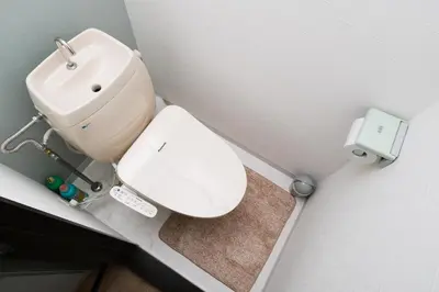 a bathroom with a white toilet and a sink at Housegreen201 in Tokyo