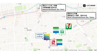 a map showing the location of the korean consulate at SLEEPLAB THE STAY \u897f\u65b0\u5bbfAnnex\u3010\u7761\u7720\u7279\u5316\u578b\u30db\u30c6\u30eb\u3011 in Tokyo