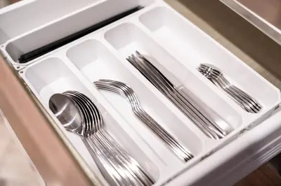 a white tray with forks and spoons in a drawer at HOTEL PASELA LIVING - Vacation STAY 84860v in Tokyo
