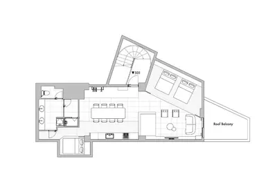 a floor plan of a small house at illi Com Shimokitazawa in Tokyo