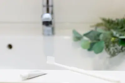 a bathroom sink with a faucet and a plant on it at Shinjuku City House \u65b0\u5bbf\u30b7\u30c6\u30a3\u30cf\u30a6\u30b9 in Tokyo