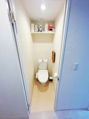 a bathroom with a toilet in a small room at Tokyo Skytree Home Skytree View Hikifune in Tokyo
