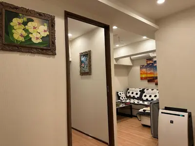 a hallway with a room with a couch and a mirror at Shinjuku private homestay max 10ppl in Tokyo