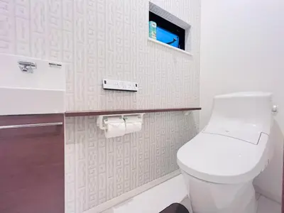 a bathroom with a toilet and a sink at Zaki-House-EG0307 in Tokyo