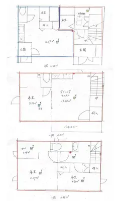 a drawing of a floor plan of a house at \u76f4\u8fbe-\u6c60\u888b-2\u5206\u949f \u8f66\u7ad9\u5f92\u6b656\u5206\u949f 3bedrooms-IT0338 in Tokyo