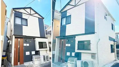 two pictures of a house and a building at Hananosato Akabane - Vacation STAY 06096v in Tokyo