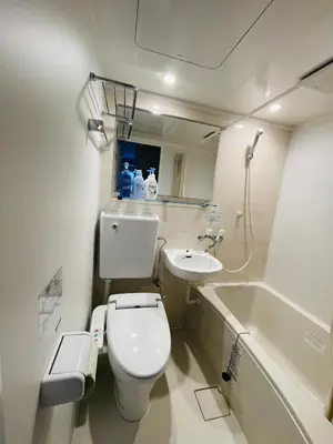 a bathroom with a toilet and a sink and a tub at home Shinjuku west302 in Tokyo