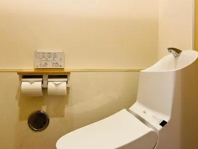 a bathroom with a white toilet in a room at Hostel Wasabi Asakusa in Tokyo
